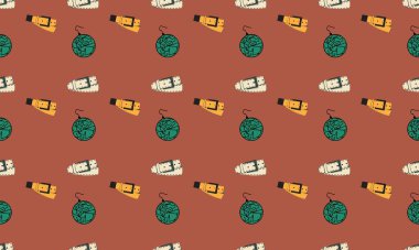 Farklı aksesuarlara sahip renkli arkaplan