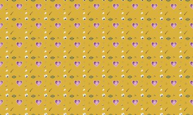 Farklı aksesuarlara sahip renkli arkaplan