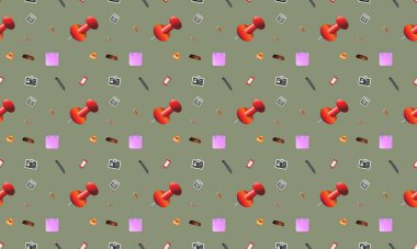 Farklı aksesuarlara sahip renkli arkaplan