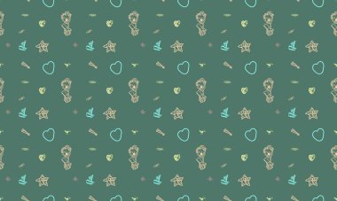 Farklı aksesuarlara sahip renkli arkaplan