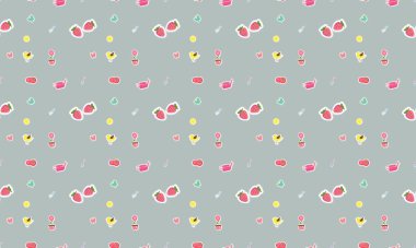 Farklı aksesuarlara sahip renkli arkaplan