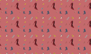 Farklı aksesuarlara sahip renkli arkaplan