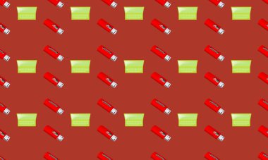 Farklı aksesuarlara sahip renkli arkaplan