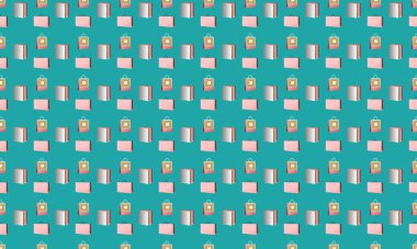 Farklı aksesuarlara sahip renkli arkaplan