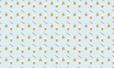 Farklı aksesuarlara sahip renkli arkaplan