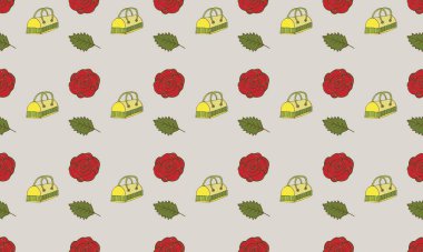 Farklı aksesuarlara sahip renkli arkaplan