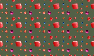 Farklı aksesuarlara sahip renkli arkaplan