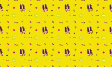 Farklı aksesuarlara sahip renkli arkaplan