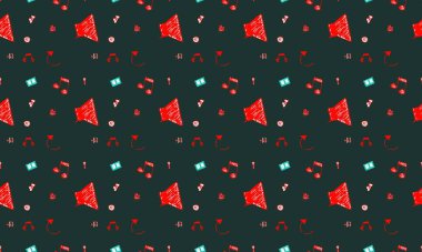 Farklı aksesuarlara sahip renkli arkaplan