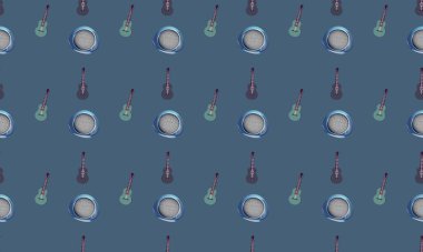 Farklı aksesuarlara sahip renkli arkaplan