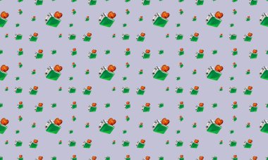 Farklı aksesuarlara sahip renkli arkaplan