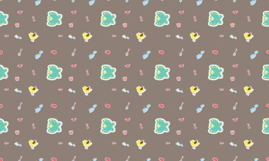 Farklı aksesuarlara sahip renkli arkaplan