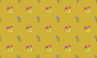 Farklı aksesuarlara sahip renkli arkaplan