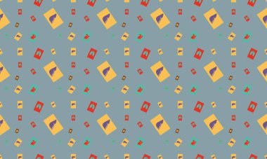 Farklı aksesuarlara sahip renkli arkaplan