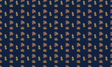 Farklı aksesuarlara sahip renkli arkaplan