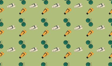 Farklı aksesuarlara sahip renkli arkaplan