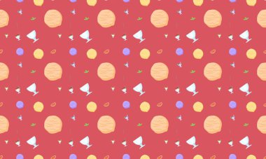 Farklı aksesuarlara sahip renkli arkaplan