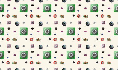 Farklı aksesuarlara sahip renkli arkaplan