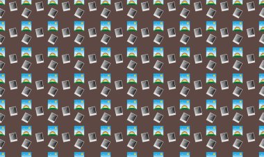 Farklı aksesuarlara sahip renkli arkaplan