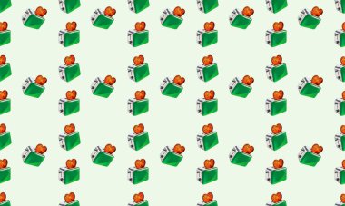 Farklı aksesuarlara sahip renkli arkaplan