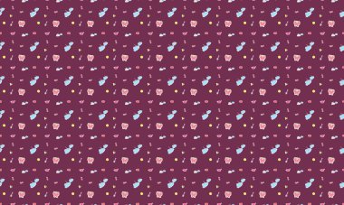 Farklı aksesuarlara sahip renkli arkaplan