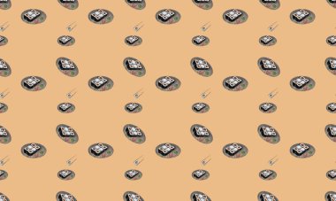 Farklı aksesuarlara sahip renkli arkaplan