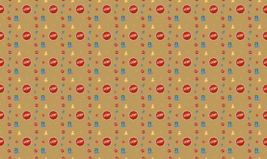 Farklı aksesuarlara sahip renkli arkaplan