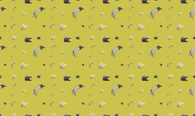 Farklı aksesuarlara sahip renkli arkaplan