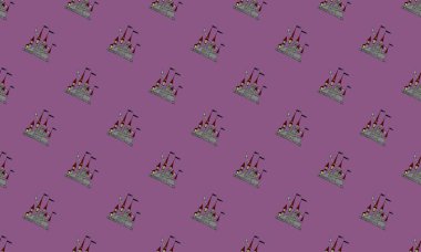 Farklı aksesuarlara sahip renkli arkaplan