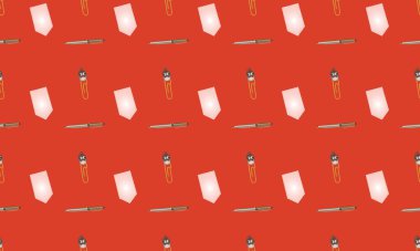 Farklı aksesuarlara sahip renkli arkaplan