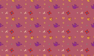 Farklı aksesuarlara sahip renkli arkaplan