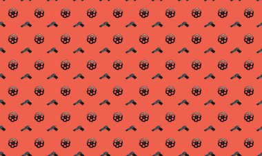 Farklı aksesuarlara sahip renkli arkaplan