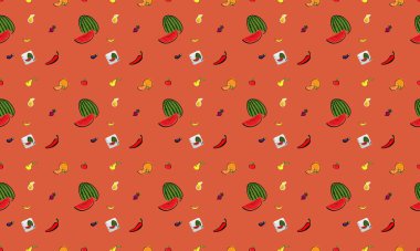 Farklı aksesuarlara sahip renkli arkaplan