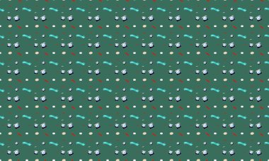 Farklı aksesuarlara sahip renkli arkaplan