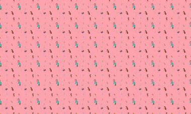 Farklı aksesuarlara sahip renkli arkaplan