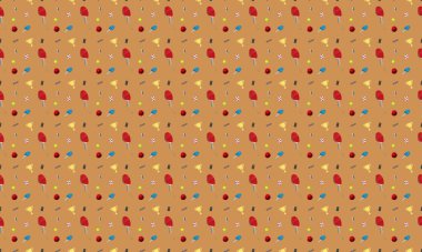 Farklı aksesuarlara sahip renkli arkaplan