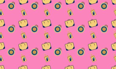 Farklı aksesuarlara sahip renkli arkaplan