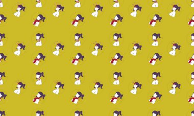 Farklı aksesuarlara sahip renkli arkaplan