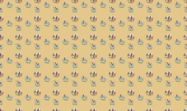 Farklı aksesuarlara sahip renkli arkaplan