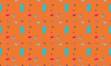 Farklı aksesuarlara sahip renkli arkaplan