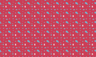 Farklı aksesuarlara sahip renkli arkaplan