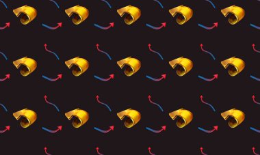 Farklı aksesuarlara sahip renkli arkaplan