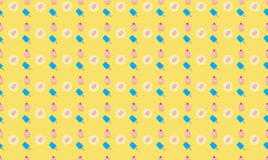 Farklı aksesuarlara sahip renkli arkaplan