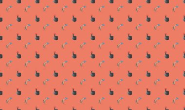 Farklı aksesuarlara sahip renkli arkaplan