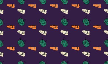 Farklı aksesuarlara sahip renkli arkaplan