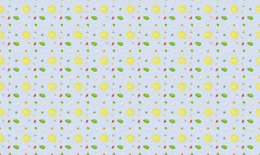 Farklı aksesuarlara sahip renkli arkaplan