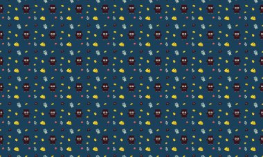 Farklı aksesuarlara sahip renkli arkaplan