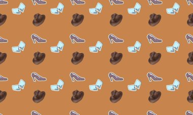 Farklı aksesuarlara sahip renkli arkaplan