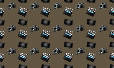 Farklı aksesuarlara sahip renkli arkaplan