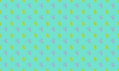 Farklı aksesuarlara sahip renkli arkaplan